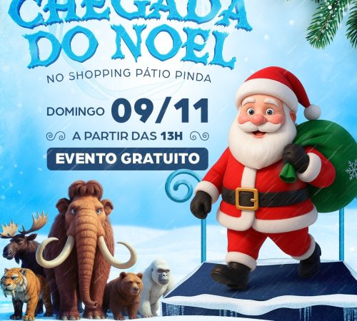 Natal Congelante: Shopping Pátio Pinda prepara a chegada do Papai Noel e vai transformar o Natal em uma aventura pela Era do Gelo com animais pré-históricos